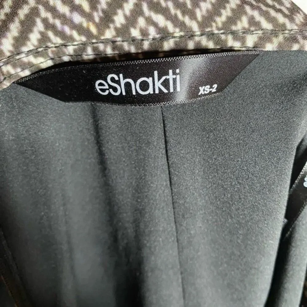 eShakti Herringbone Print Crepe Skirt Missing Belt Circle Fit and flare xsmall‎